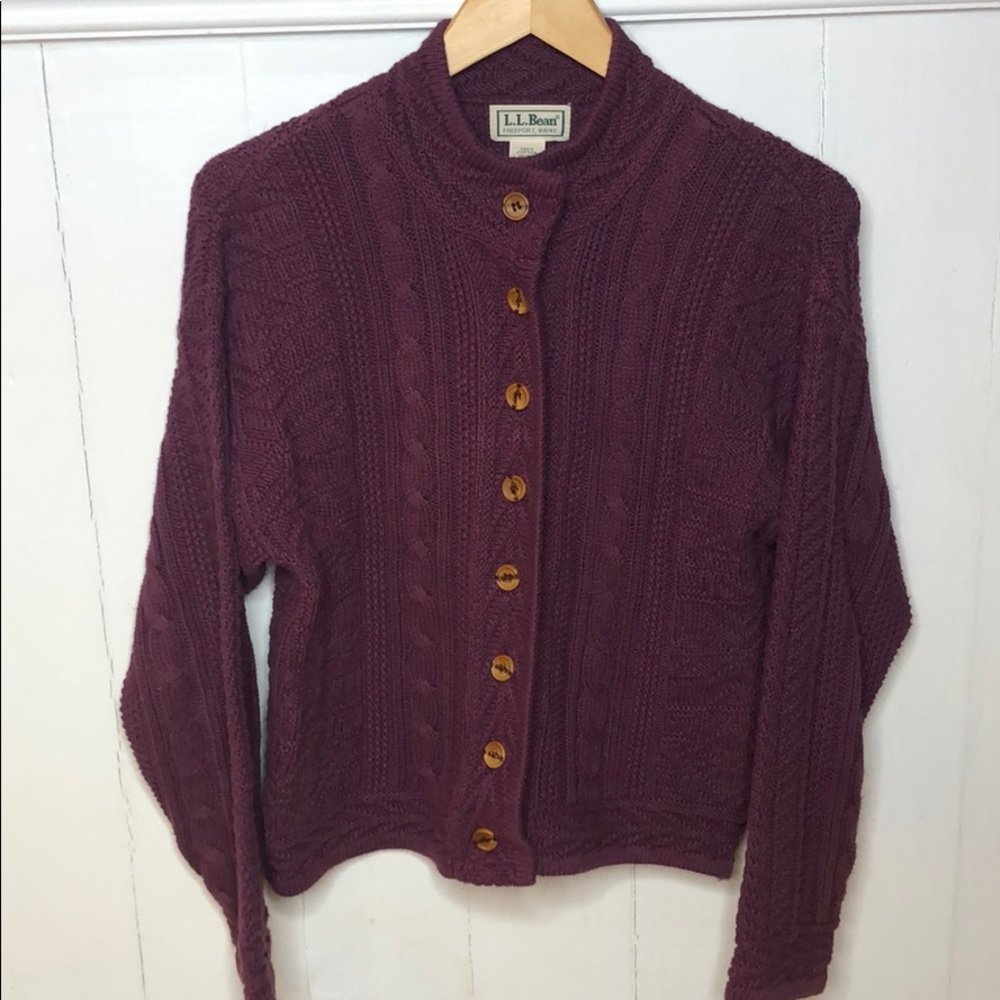 L.L. Bean small button down purple sweater